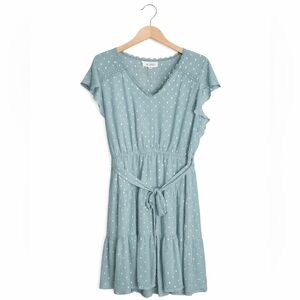 Sweet Wanderer Green Ruffle Dress XL | Lined Flowy V-Neck Belted Summer Style